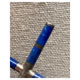 Sterling Silver 925 Cross Pendant with Blue Inlay