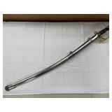 Civil War Style Saber Metal Sword with Brass Hilt and Scabbard