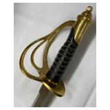 Civil War Style Saber Metal Sword with Brass Hilt and Scabbard