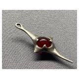 Unique Sterling Silver 925 Pendant with Red Stone