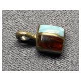 Sterling Silver 925 Amber Larimar Pendant