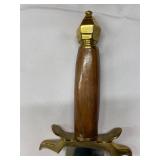 Brass Wood & Steel Broadsword with Leather Scabbard