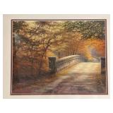 Bridge In Autumn Artwork with Oak Frame