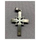 Sterling Silver 925 Cross Pendant with Amethyst Stones