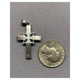 Sterling Silver 925 Cross Pendant with Amethyst Stones