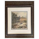 Framed Josef Eidenberger Art Print with Cityscape Scene Signed