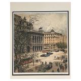 Framed Josef Eidenberger Art Print with Cityscape Scene Signed