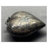 Engraved Sterling Silver 925 Heart Pendant Vintage Charm
