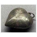Engraved Sterling Silver 925 Heart Pendant Vintage Charm