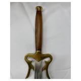 Decorative Sword w/ Brass Guard & Leather Sheath
