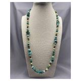 Turquoise Bead Necklace with Sterling Silver 925 Clasp