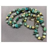 Turquoise Bead Necklace with Sterling Silver 925 Clasp