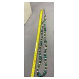 Turquoise Bead Necklace with Sterling Silver 925 Clasp