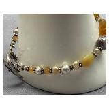 Yellow Agate Sterling Silver 925 Bead Bracelet
