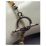 Yellow Agate Sterling Silver 925 Bead Bracelet