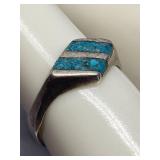 Vintage Sterling Silver 925 Ring with Turquoise Inlay Size 5