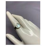 Sterling Silver 925 Enamel Ring with Floral Design Size 8