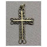 Vintage Ornate Metal Cross Pendant Necklace