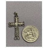 Vintage Ornate Metal Cross Pendant Necklace