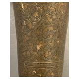 Vintage Engraved Brass Vase Ornate Design Home Decor