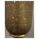Vintage Engraved Brass Vase Ornate Design Home Decor