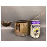 Vintage Metal Casting Ladle and Pot Set for Metalworking