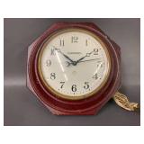 Vintage Hammond Electric Wall Clock Octagonal Metal