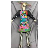 Large Handmade Art Doll with Vibrant Dress Signed by Artist