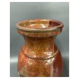 Handcrafted Ceramic Vase Frog Bird Leaf Design ~9"