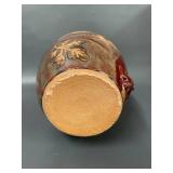 Handcrafted Ceramic Vase Frog Bird Leaf Design ~9"