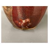 Handcrafted Ceramic Vase Frog Bird Leaf Design ~9"