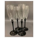 Luminarc France Black Stem Champagne Flutes Set