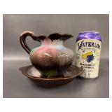 Vintage Ceramic Pitcher and Matching Basin Set Multicolor