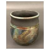 Raku Bauman Pottery Cup with Multicolor Glaze Finish