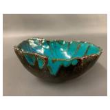 Handcrafted PlanetA Ceramic Bowl Turquoise Drip Glaze
