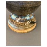 Handcrafted Blue Glazed Ceramic Goblet Artisan Pottery