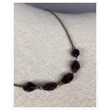 Sterling Silver 925 Garnet Necklace Elegant Design