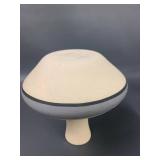 Handcrafted Gray Feather Design Pottery Vase Signed 1983