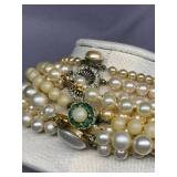 Elegant Faux Pearl Necklace and Bracelet Jewelry Lot Collection