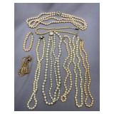 Elegant Faux Pearl Necklace and Bracelet Jewelry Lot Collection