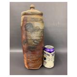 Artist Signed Handmade Textured Glaze Jar with Lid