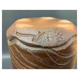 Artist Signed Handmade Textured Glaze Jar with Lid