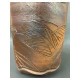 Artist Signed Handmade Textured Glaze Jar with Lid
