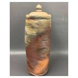 Artist Signed Handmade Textured Glaze Jar with Lid