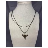 Fossilized Shark Tooth Pendant Necklace