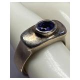 Vintage Silver Silver 925 Ring with Blue Gemstone Size 7.5