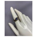 Vintage Silver Silver 925 Ring with Blue Gemstone Size 7.5