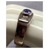Vintage Silver Silver 925 Ring with Blue Gemstone Size 7.5
