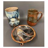 Handmade Ceramic Mugs & Dish Set - Artistic Glaze