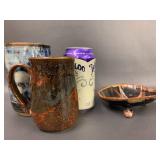 Handmade Ceramic Mugs & Dish Set - Artistic Glaze